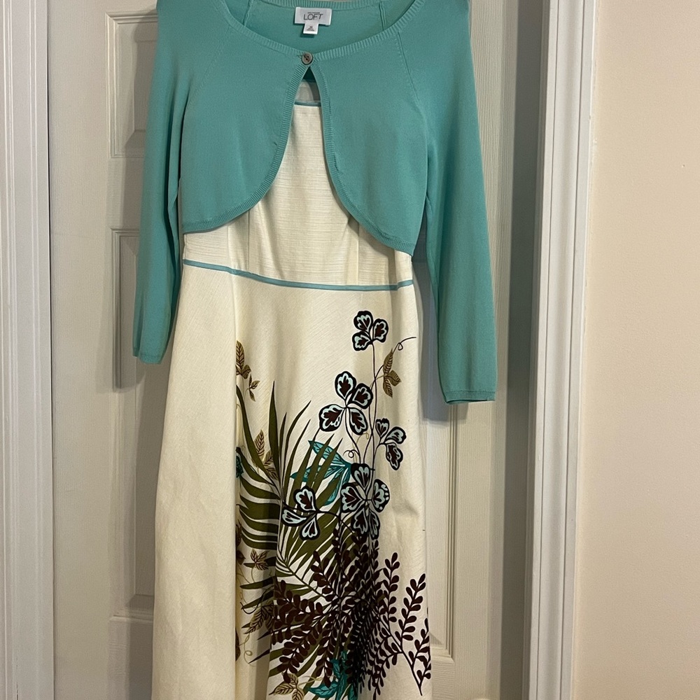 Ann Taylor loft dress and shoulder cover sweater all new without tags